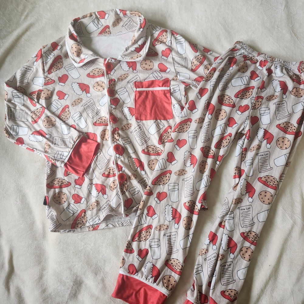 Iconic Kidz Cookie and Milk Kids Pajama Set - Red and White